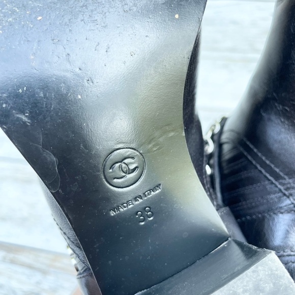 Chanel Goatskin Calfskin Short Black Boots - Picture 9 of 15